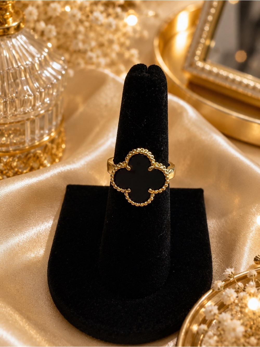 Black Clover Statement Ring | Size 8| Gold-Tone